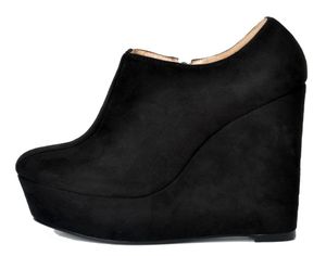 Legzen Fashion Women039S Onkle Boots Platform Round Toe Toe Wedge Bootie Suede Black Shoes Woman Plus Size9528269