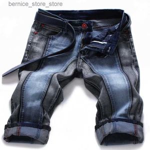 Men's Shorts Mcikkny Fashion Mens Straight Denim Shorts Slim Fit Patchwork Jeans Shorts For Male Straight Streetwear Q240529