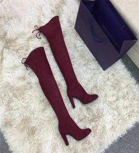 Ual Thighhigh Boots Les Chaussures 여자 039S 부츠 35 ~ 42 야드 힐 9cm 얇은 군대 Green3101522