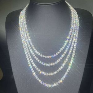 Hip Hop Iced Out Sterling Sier 3Mm 4Mm 5Mm Moissanite Diamond Tennis Chain Necklace