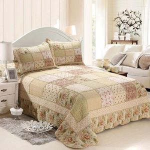 Bedding Sets Pastoral Patchwork Bedspread Quilt Set 3PCS/4pcs Quilted Washed Cotton Quilts Bed Covers Pillowcase King Size Coverlets