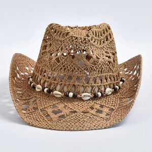 Naturalne czapki ze słomy panamy dla kobiet Summer Hollow Beach Sun Hats Sombrero 240517