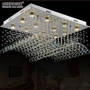 Meerosee Modern Crystal Tak Light Rectangle Chandelier Lamp för foajé Matsal Hembelysning Toppkvalitet 100% garanti