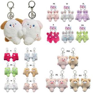 Plush Keychains 1 pair of plush magnetic couples attract rabbit keychains cute plush toy girls holiday gifts novels magnetic backpacks pendants S2452803