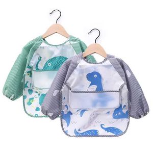 Bibs Burp -Tücher Baby Lätzchen Unisex Jungen Mädchen Cartoon Muster Burp -Tücher Langhülle wasserdacht Lätzchen Füttere Schürze Kunstmalerei Graffiti Smock Q240528