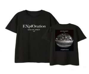 Kpop Exo Planet 5 Exploration Concert Той же самая печатная футболка для земли летнее стиль Unisex Blackwhite o Шея футболка с коротким рукавом 21071018519