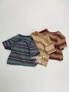 2024 Summer New Children Tree t -Shirty T CAŁY BAWIEDKA DZIECKA DZIEWCZYNA Casual Striped Tees Toddler Wszechstronne ubrania dla dzieci L2405