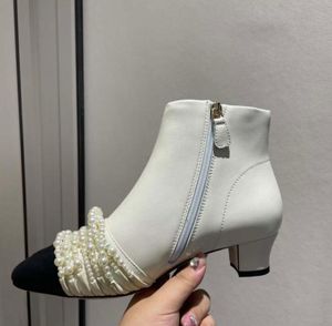 2021 stivali da donna eleganti classici classici perle perle perle designer di lusso di lusso inverno ragazze casual 4cm ad alta caviglia dimensioni 35406308446