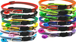 Safety Breakaway Cat Dog Collars 12 Färger Reflektiv Nylon Pet Puppy Small Dogs Kitten Catcollar med Colorful Bell Wll155948065