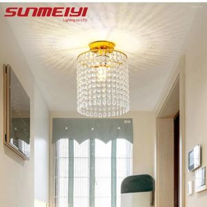 Luzes de teto Modern Gold Crystal Small Redond Light para corredor do corredor da varanda Bedroom Sala de estar Led Led Lar