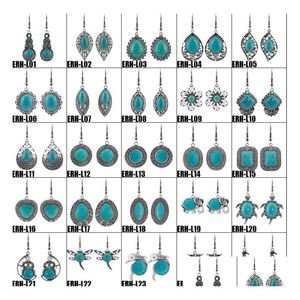 Dangle & Chandelier Turquoise Earrings Tibetan Sier Drop For Women 32 Styles Natural Jewelry Earring Esign S Bijoux Delivery Dhfqe