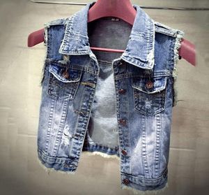 2019 New Cotton Jeans Sleaveless Jacket Women Plus Size SL Dark Blue Denim Jeans Vest Women Cowboy Denim Vest Womens Jackets1742457