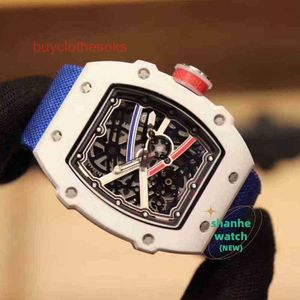 RM Watch Date Luxury Mens Mechanical Watch Business Leisure RM67-02 Hela automatiska vita keramiska tygband Fashion Swiss Movement Wristwatches