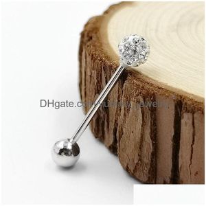 Tongue Rings 925 Sterling Sier Ring Nipple Fashion CZ Ear Barbell Piercing Bar Drop Delivery Jewel Body Dhywd