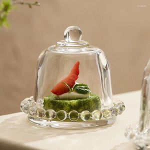 Storage Bottles Modern Transparent Glass Cake Dessert Dish With Lid Afternoon Tea Fruit Pastry Plate Mini Visualizer Kitchen Utensils