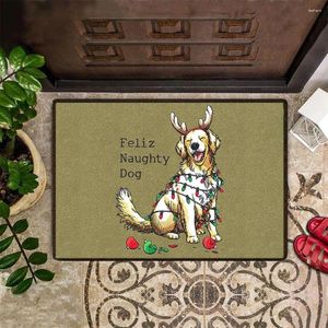 Dywany hx golden retriever portiet urocza renifer pies witają matę zabawne flanelowe dywany podłogowe świąteczne prezenty