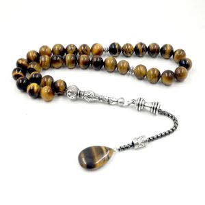 Tasbih Natural Tiger Eye Stone Rosenkranz Islamisches Gebet Bead 33 45 66 99 Perlen Misbaha Muslim Accessoires EID Geschenk Arabisches Armband 240529