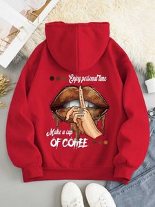 Le felpe con cappuccio da donna fanno una tazza di caffè sporca piccola stampa segreta fenta con cappuccio morbido con cappuccio caldo in pile calda con cappuccio morbido streetwear oversize z240529