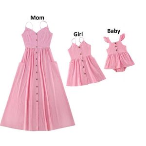 2024 Tank Mother Daughter Matching Dresses Family Look Mom Baby Mommy and Me Clothes Fashion Woman Girls Cotton Dress Outfits