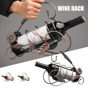 Metal Wine Rack Bottle Holder Stand Furnishing Crafts Storage Bar Home Decoration Display Drop 240529