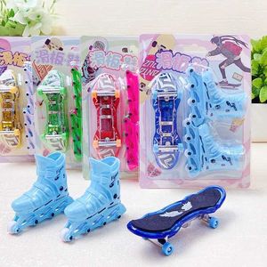 Finger Toys Finger Skateboard With Projection Light Set Cute Skate Board Scooter Doll Shoe Toy Fingerboarding Mini Roller Skates Ice Skates d240529