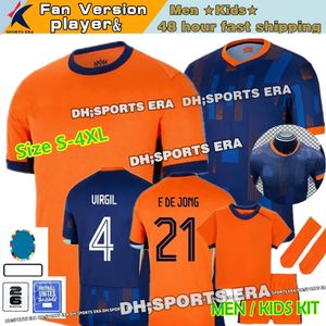 2024 Maglie da calcio dell'Olanda olandese olandese Memphis de Jong Virgil de Ligt 24 25 Shirt nazionali olandesi Fan Shirt Fals Fans Kit Kit Kit Dimensione S-4xl Dumfries Bergvijn