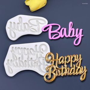 Baking Moulds Happy Birthday Baby Silicone Mold Sugarcraft Cupcake Fondant Cake Decorating Tools