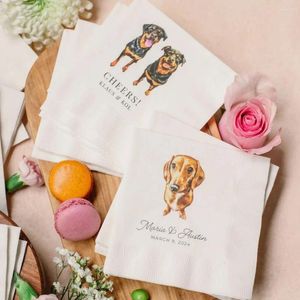 Party Supplies 50pcs Full Color Personalized Pet Wedding Cocktail Napkins Custom Dog Couple Monogra