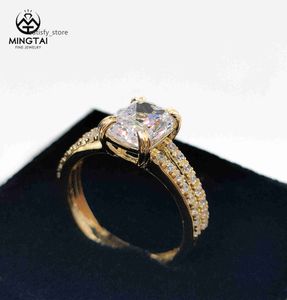 Rosa moissanita de ouro 14k anel de diamante real anéis de noivado de ouro branco para mulheres