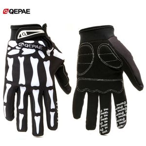 Qeqae skelettmönster unisex full fingercykel cykling motorcykel motorcykel racing ridhandskar cykel handske för kvinnor och män 220812 299s