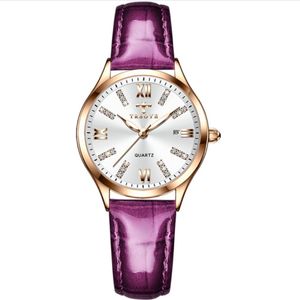 Trsoye marka elegancka temperament damski zegarek oddychający skórzany pasek panie zegarki światła funkcja daty zegarek hurtowe 2114