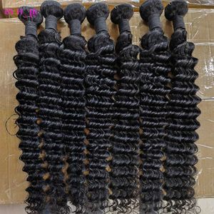 Hår wefts Deep Wave Bundle 100% Human Hair 28 30 32 Inches Brasilian Remi Woven Womens Hair Extension Original Hår flätat 3/4 bunthandel Q240529