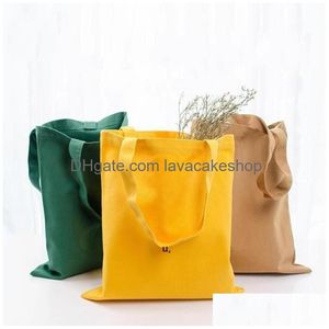 Storage Bags Colorf Blank Pattern Canvas Shop Eco Reusable Foldable Shoder Bag Handbag Tote Cotton Custom Log0 Rre12886 Drop Delivery Dhiic