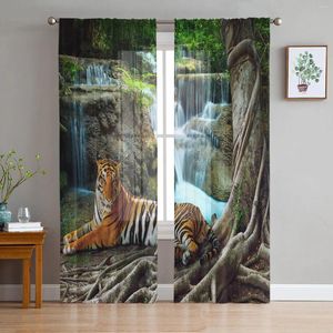 Curtain Forest Animal Tiger Sheer Curtains For Living Room Decoration Window Kitchen Tulle Voile Organza
