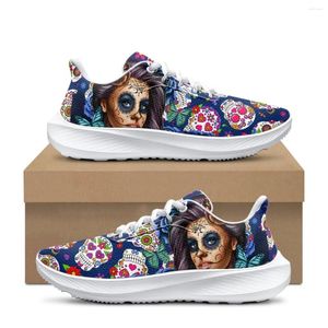 Sapatos casuais Skull Gothic Girl Comfort Running Sneakers Day of the Dead Wear Resistance Sport Mulheres Mesh Tennis Footwear Trainer
