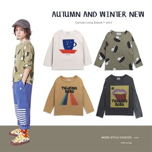 Barns ins bc t-shirt esri Autumn Winter Ins ny tjej med långa ärmar och pojkes toppar i avslappnad mångsidig L2405
