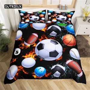 Yatak Setleri Set Supet Cover Twin King Microfiber Futbol Voleybol Oyunları Çocuklar İçin Spor Yorgan Genç Yatak Odası Dekorasyon