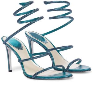 Elegant kväll Rene Chandeler Sandals Shoes Beads Crystal Strappy Stiletto Heels Perfect Summer Lady Sexy Caovillas San4596374