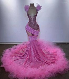 Party Dresses Luxury Pink Prom Mermaid 2024 Rhinestone Beads Sequin Women Birthday Gowns Vestidos De Festa