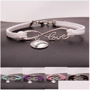 Очарование браслетов модное софтбол бейсбол для женщин мужской мяч любитель спорта Love Infinity Veet Brangle Diy Jewelry в BK Drop Deli Dhx45