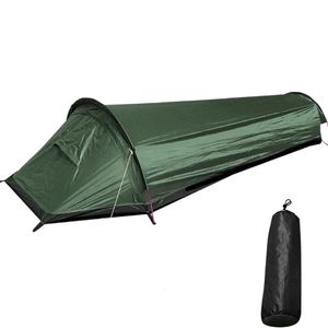 Camping Tent de uma pessoa única Ultra Light and Compact Outdoor Smooth Sagt Tent GRANDE ESPAÇO SPACE Água de mochila Capa de capa de barraca 240529