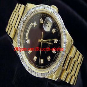 Najwyższej jakości luksusowe zegarki na rękę 18k żółte złoto zegarek czarny diamentowy ramka 18038 zegarek 36 mm automatyczny męski zegarek 239Y