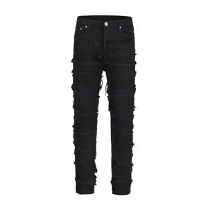 22SS Denim Pants High Street Schaping czarny wysokiej jakości Slim Fit Men's Women's Casual 288C