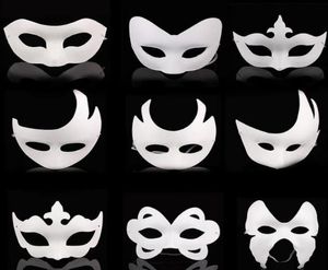 Пустая белая маска маска, дети взрослые, Марди гра, Рождество, Хэллоуин Полночный костюм, сделай сам наполовину полные маски для лица, животное мультфильм MA1037897