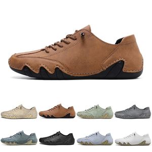 Style7 gai män kvinnor casual skor designer platt sneaker läder mode svart beige teal marinen brun grå mörk kol man tränare sport sneakers