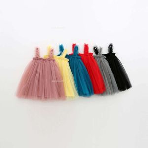 Barn spetsar sommar mode kjolar flickor tutu kjol suspender mesh klänningar baby prinsessan klänning lolita stil 8 färger