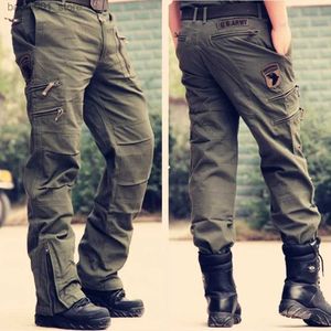 Herrenhosen Taktische Frachthose 100% Baumwollarbeit Hosen Luftborne Vintage Air Assault Multi Taschen Joggerhosen gestickt Streetwear Q240529