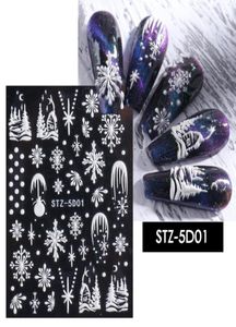 5D Embossed Nail Sticker Christmas Snowflakes Design Adhesive Nail Decals Summer Sliders Nail Art Decorations5048834