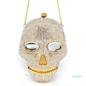 Projektant- Czarna ręcznie robiona czaszka kryształowe kobiety wieczorne torby diamentowe torebki torebki imprezowe torebka 236i