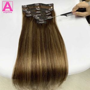 Haarscheuchen P4/27 Straight Clip Human Hair Extension 100g/Set gerade Clip Full Head Brasilianische Frauen Haarverlängerung Q240529